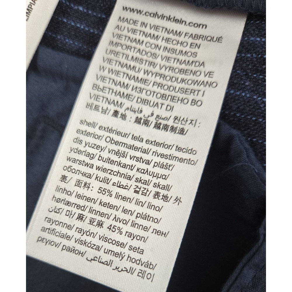 Calvin Klein Shorts Mens 32 Linen Blend Navy Pinstripe Drawstring Preppy NEW - Picture 10 of 11